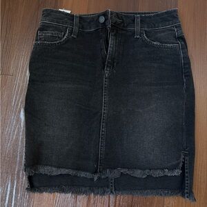 Joe's Jeans Washed Black Frayed-Hem Denim Pencil Skirt